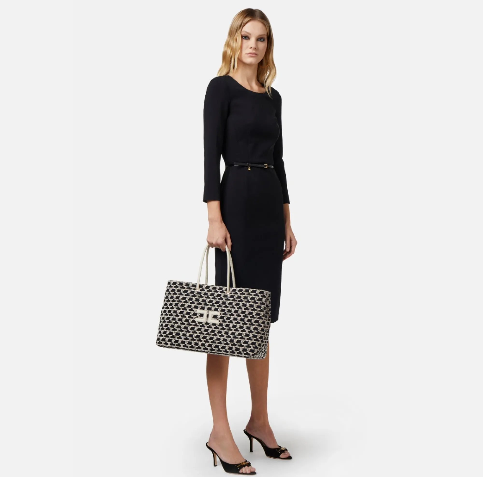 Elisabetta Franchi Madame Monogram Shopper Con Logo^ Borse A Spalla