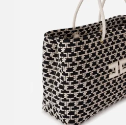 Elisabetta Franchi Madame Monogram Shopper Con Logo^ Borse A Spalla