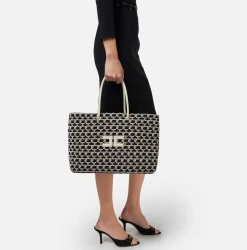 Elisabetta Franchi Madame Monogram Shopper Con Logo^ Borse A Spalla