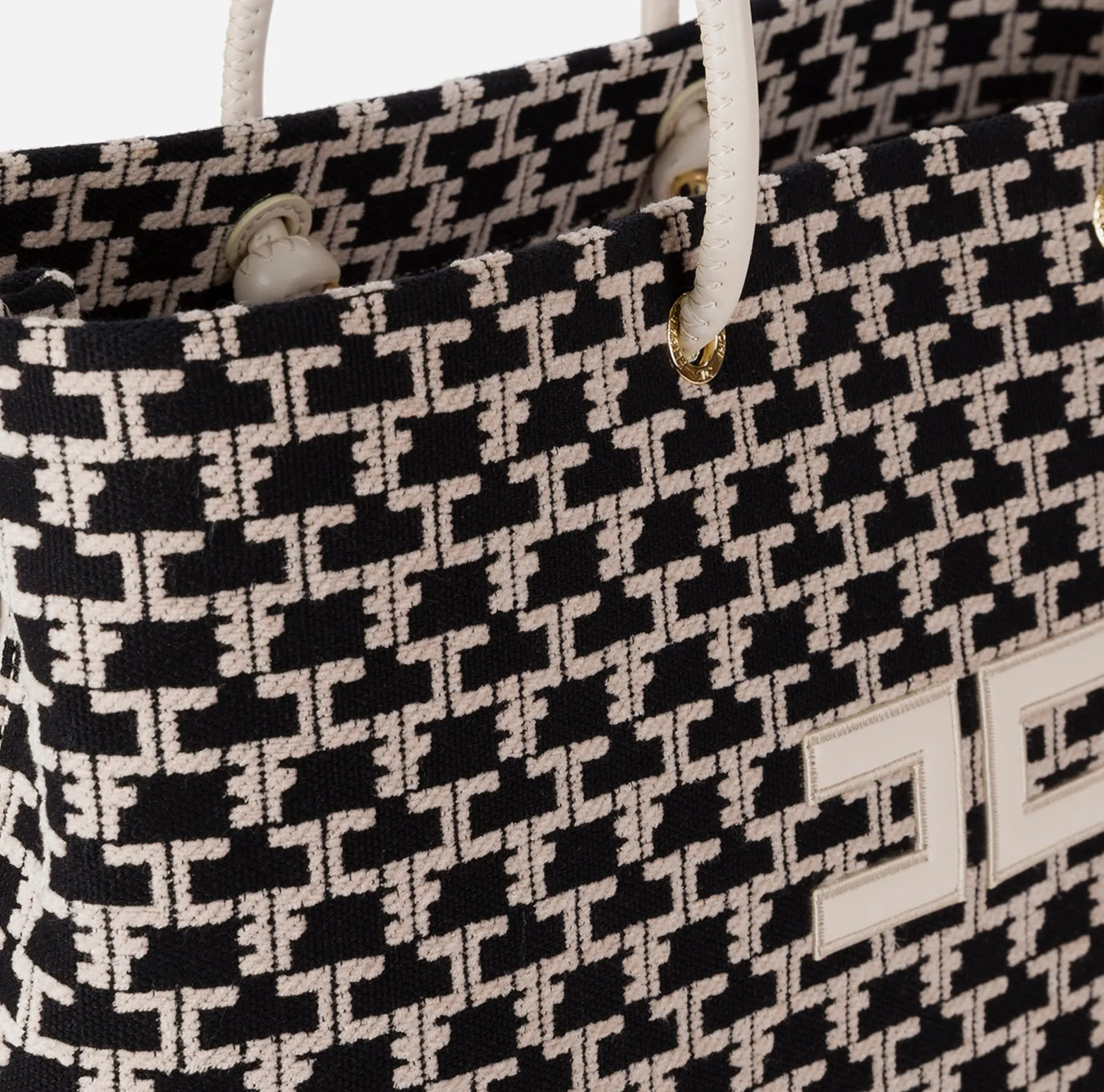 Elisabetta Franchi Madame Monogram Shopper Con Logo^ Borse A Spalla