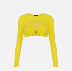 Elisabetta Franchi Maglia Cropped In Jersey Con Cut Out^ Top, T-Shirt & Body
