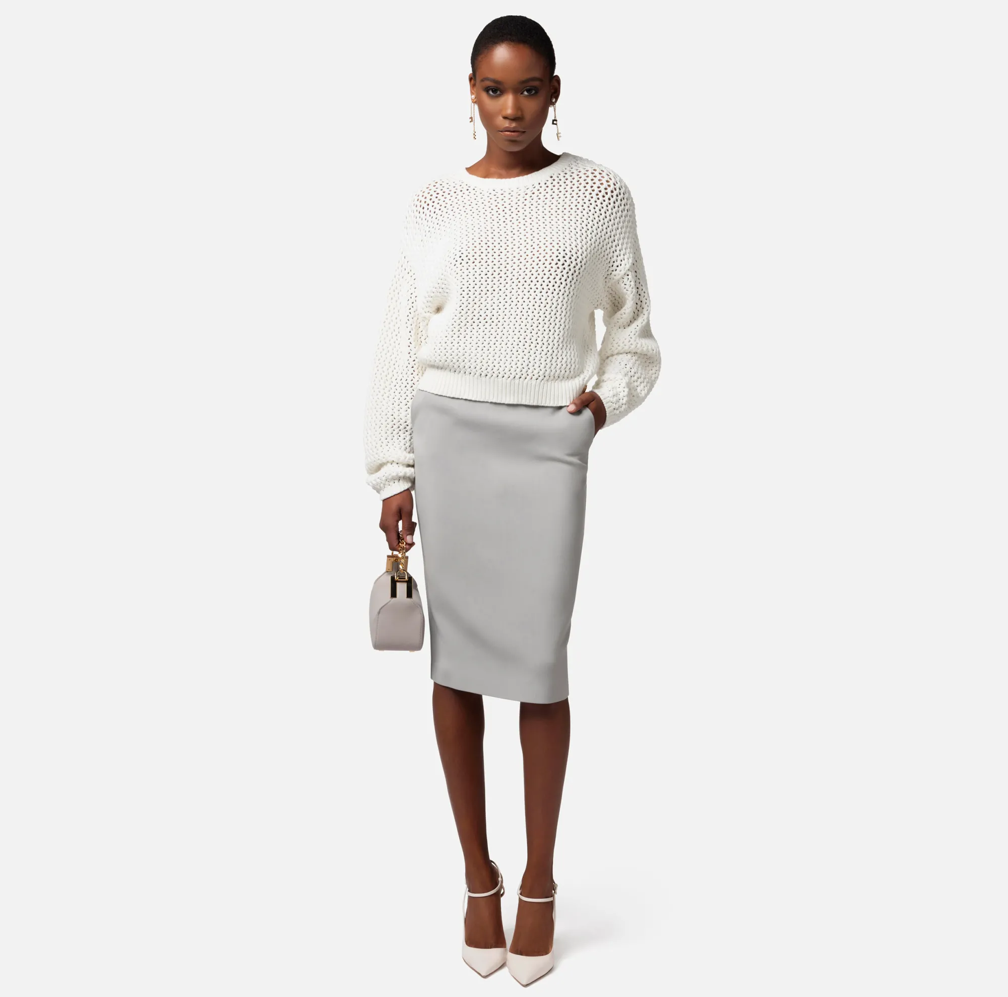 Elisabetta Franchi Maglia In Cotone Punto Rete^ Maglieria E Felpe