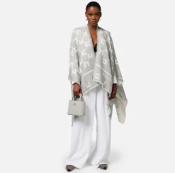Elisabetta Franchi Mantella In Viscosa E Lana Jacquard Con Logo^ Maglieria E Felpe