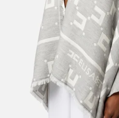 Elisabetta Franchi Mantella In Viscosa E Lana Jacquard Con Logo^ Maglieria E Felpe