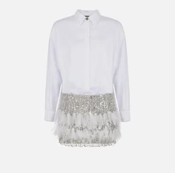 Elisabetta Franchi Miniabito Camicia Con Gonna In Crepe Ricamato^ Abiti
