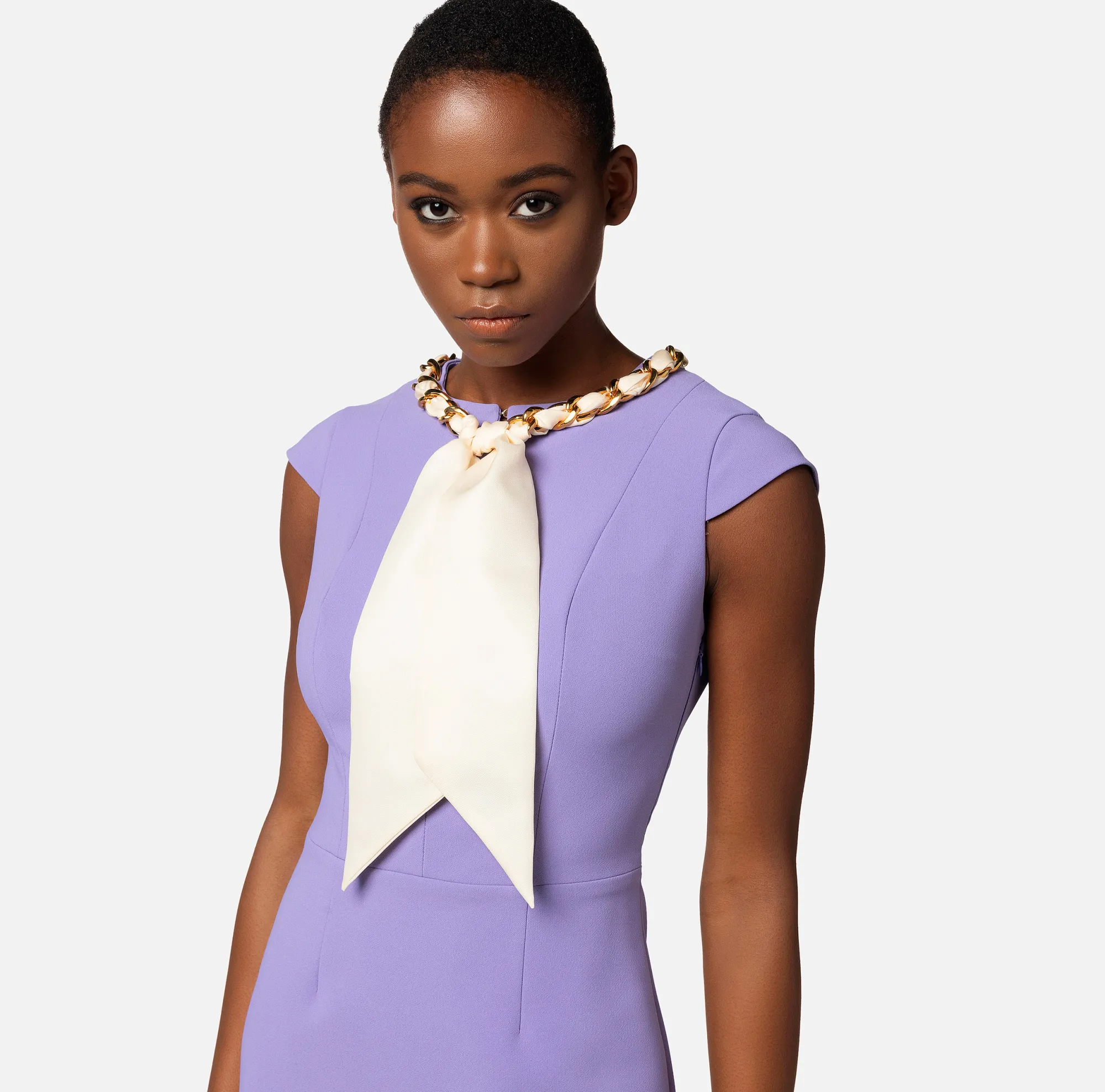 Elisabetta Franchi Miniabito In Crepe Stretch Con Foulard Sullo Scollo^ Abiti