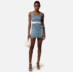 Elisabetta Franchi Miniabito In Denim Con Abbottonatura^ Abiti