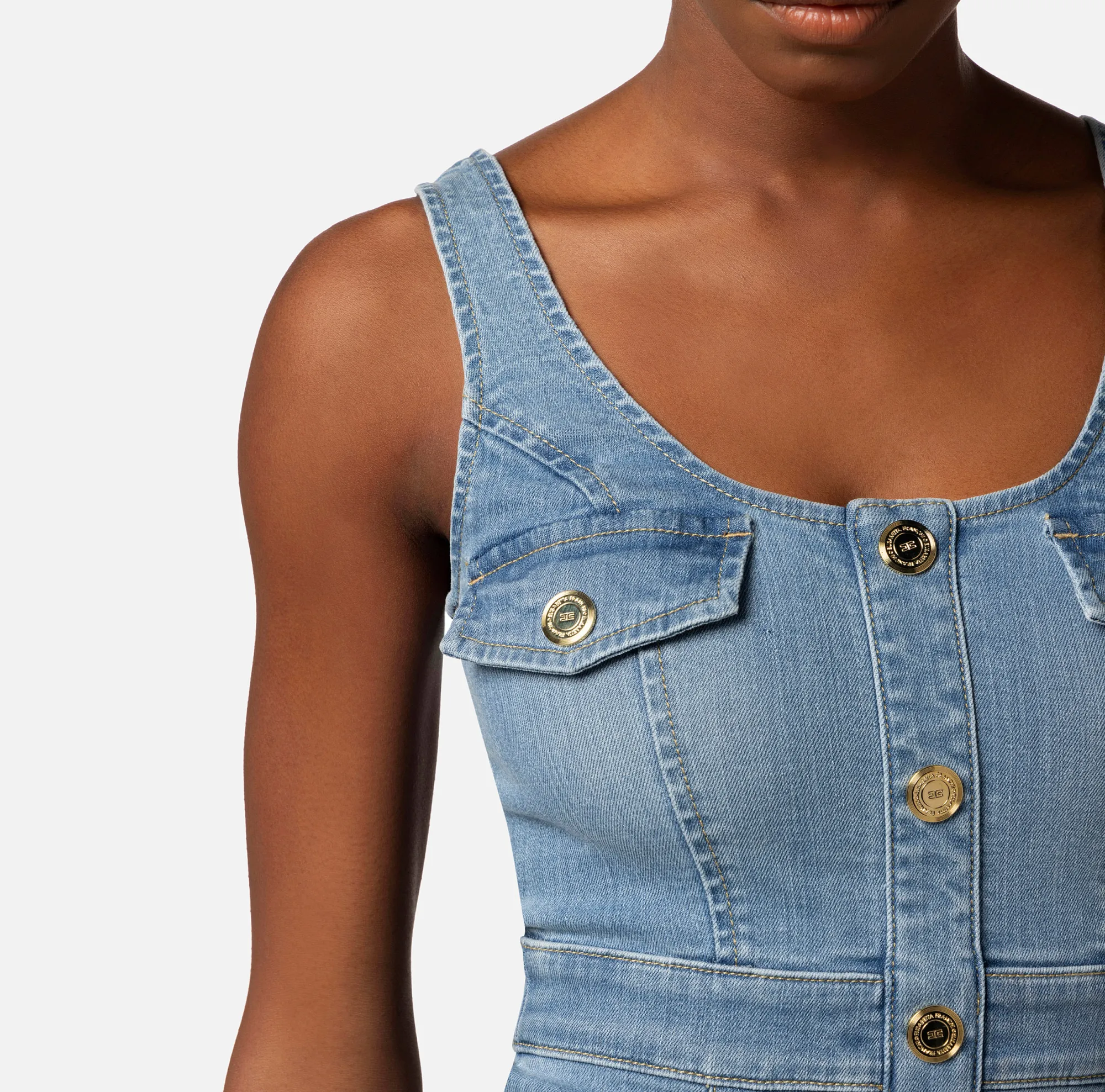 Elisabetta Franchi Miniabito In Denim Con Abbottonatura^ Abiti