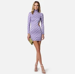 Elisabetta Franchi Miniabito In Jersey Di Viscosa Stampa Logo Con Oblo^ Abiti