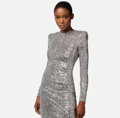 Elisabetta Franchi Miniabito In Paillettes Con Gonna Asimmetrica^ Abiti