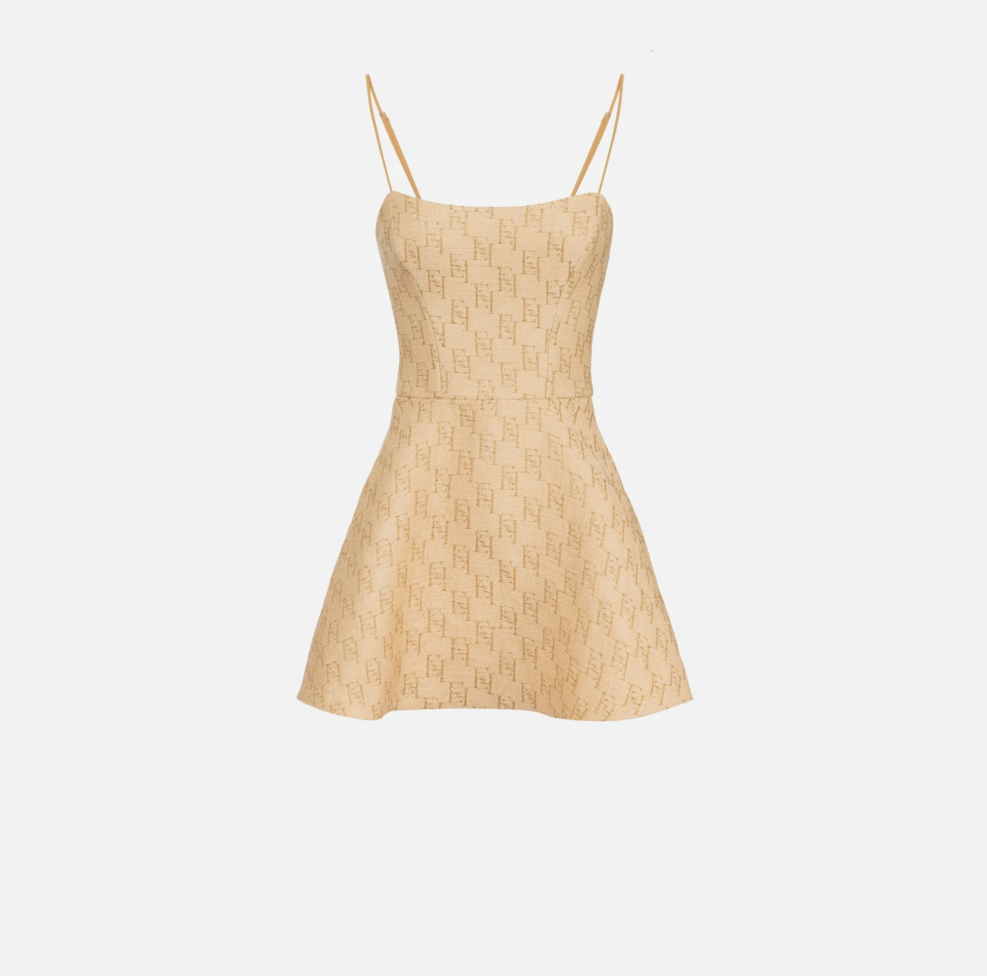Elisabetta Franchi Miniabito In Rafia Jacquard Con Logo Lurex^ Abiti