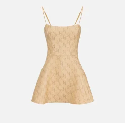 Elisabetta Franchi Miniabito In Rafia Jacquard Con Logo Lurex^ Abiti