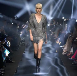 Elisabetta Franchi Miniabito In Tweed Lurex Con Frange E Cintura^ Abiti