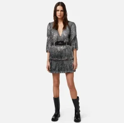 Elisabetta Franchi Miniabito In Tweed Lurex Con Frange E Cintura^ Abiti