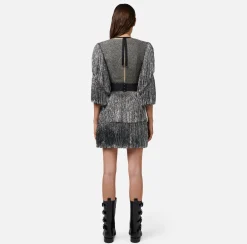 Elisabetta Franchi Miniabito In Tweed Lurex Con Frange E Cintura^ Abiti