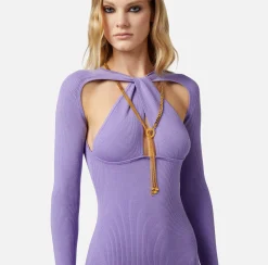 Elisabetta Franchi Miniabito In Viscosa A Costine Con Scollo A Twist^ Abiti