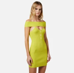 Elisabetta Franchi Miniabito In Viscosa A Costine Con Lettering^ Abiti