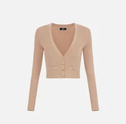 Elisabetta Franchi Mini Cardigan In Viscosa A Costine^ Maglieria E Felpe