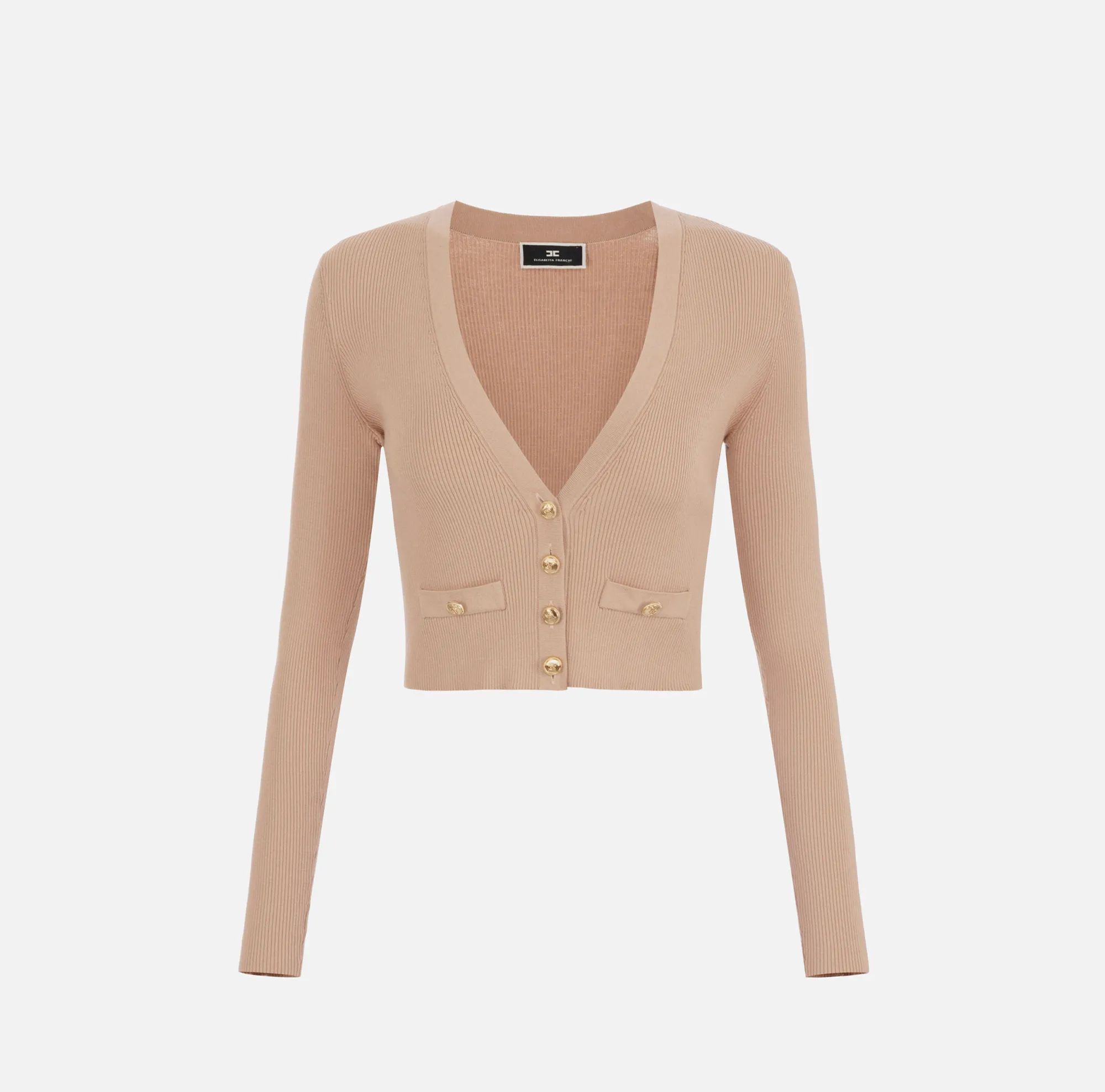 Elisabetta Franchi Mini Cardigan In Viscosa A Costine^ Maglieria E Felpe