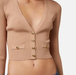 Elisabetta Franchi Mini Cardigan In Viscosa A Costine^ Maglieria E Felpe