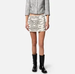 Elisabetta Franchi Minigonna In Crepe Con Ricamo Animalier^ Gonne