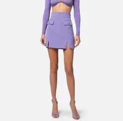 Elisabetta Franchi Minigonna In Crepe Con Vita Alta E Patte^ Gonne