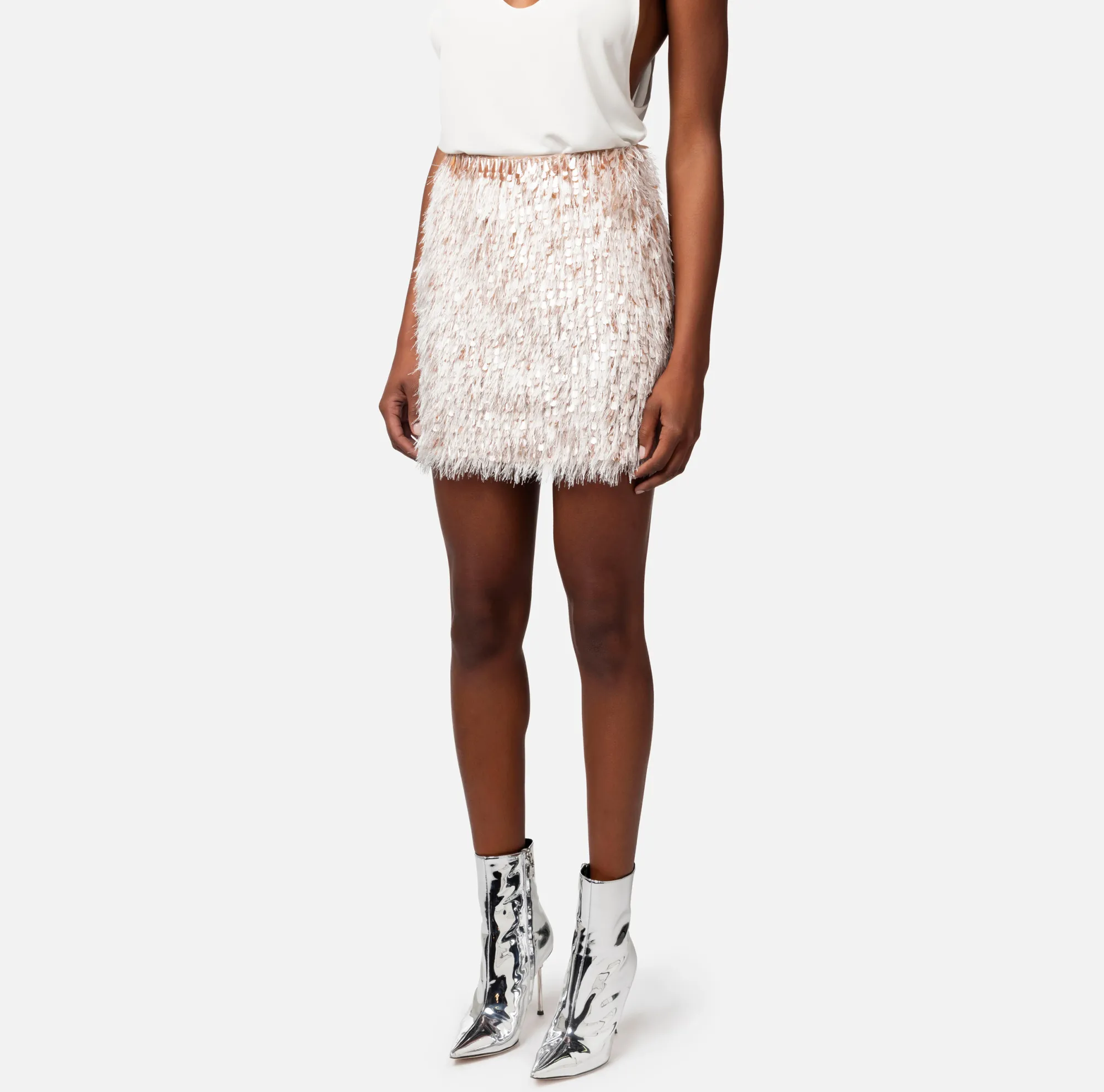 Elisabetta Franchi Minigonna In Organza Sfrangiata^ Gonne