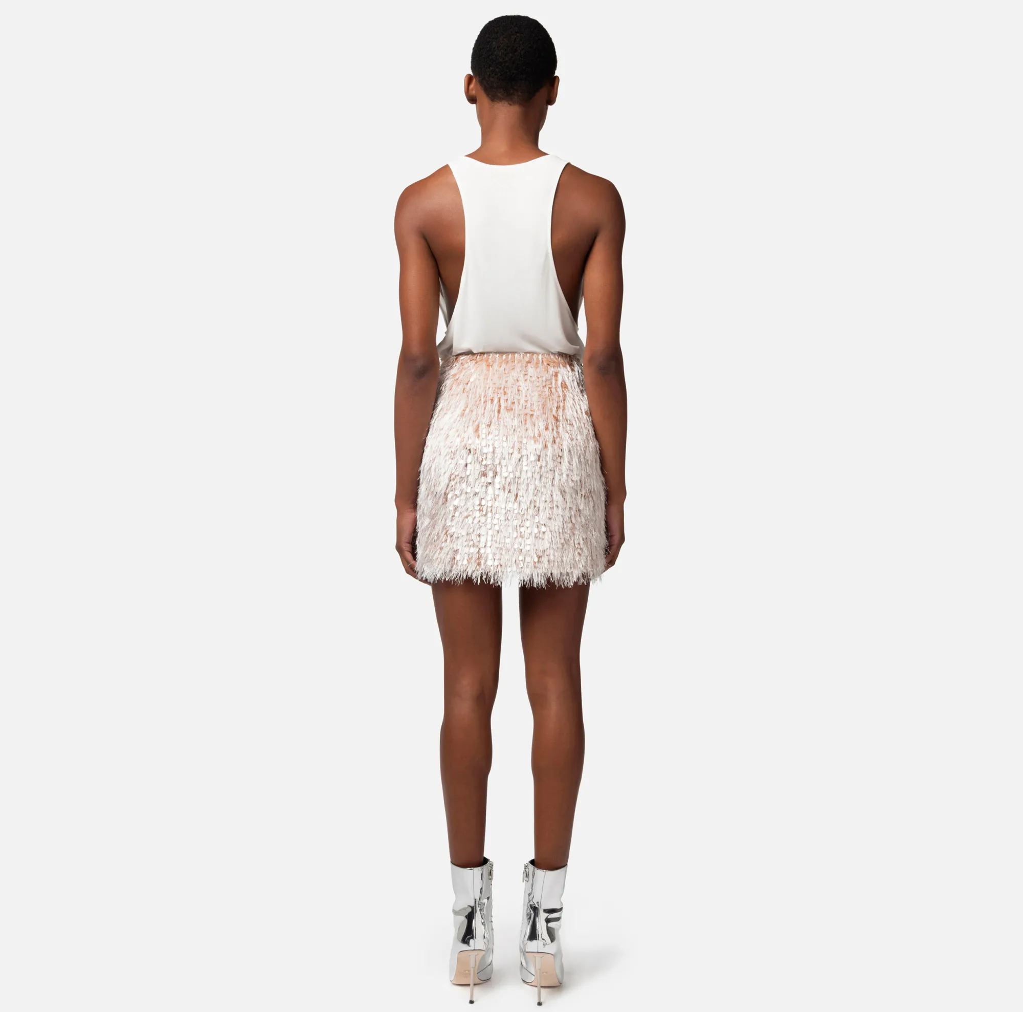 Elisabetta Franchi Minigonna In Organza Sfrangiata^ Gonne