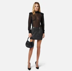 Elisabetta Franchi Minigonna In Pelle Con Zip^ Gonne