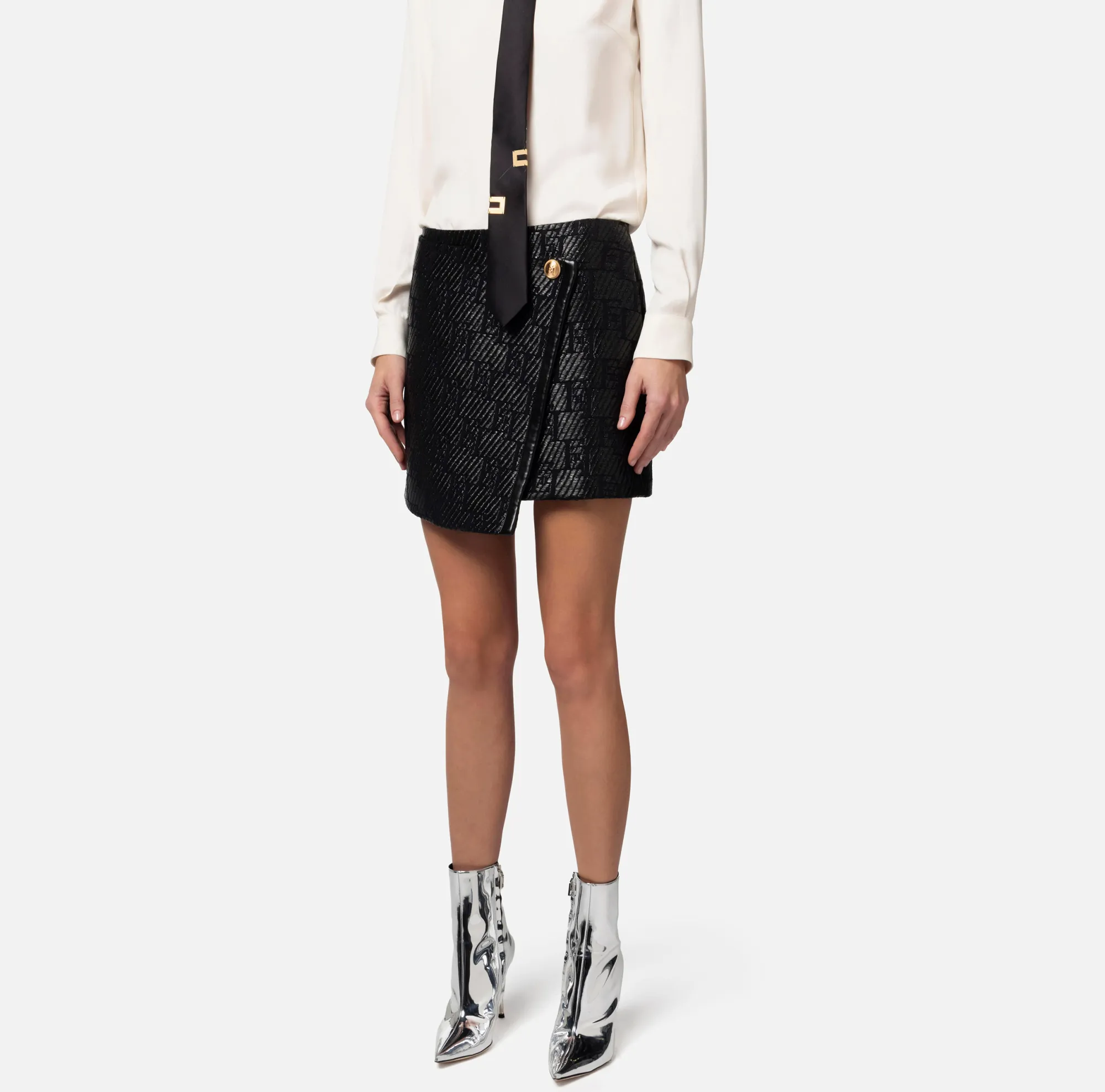 Elisabetta Franchi Minigonna In Rafia Jacquard Con Logo Lurex^ Gonne