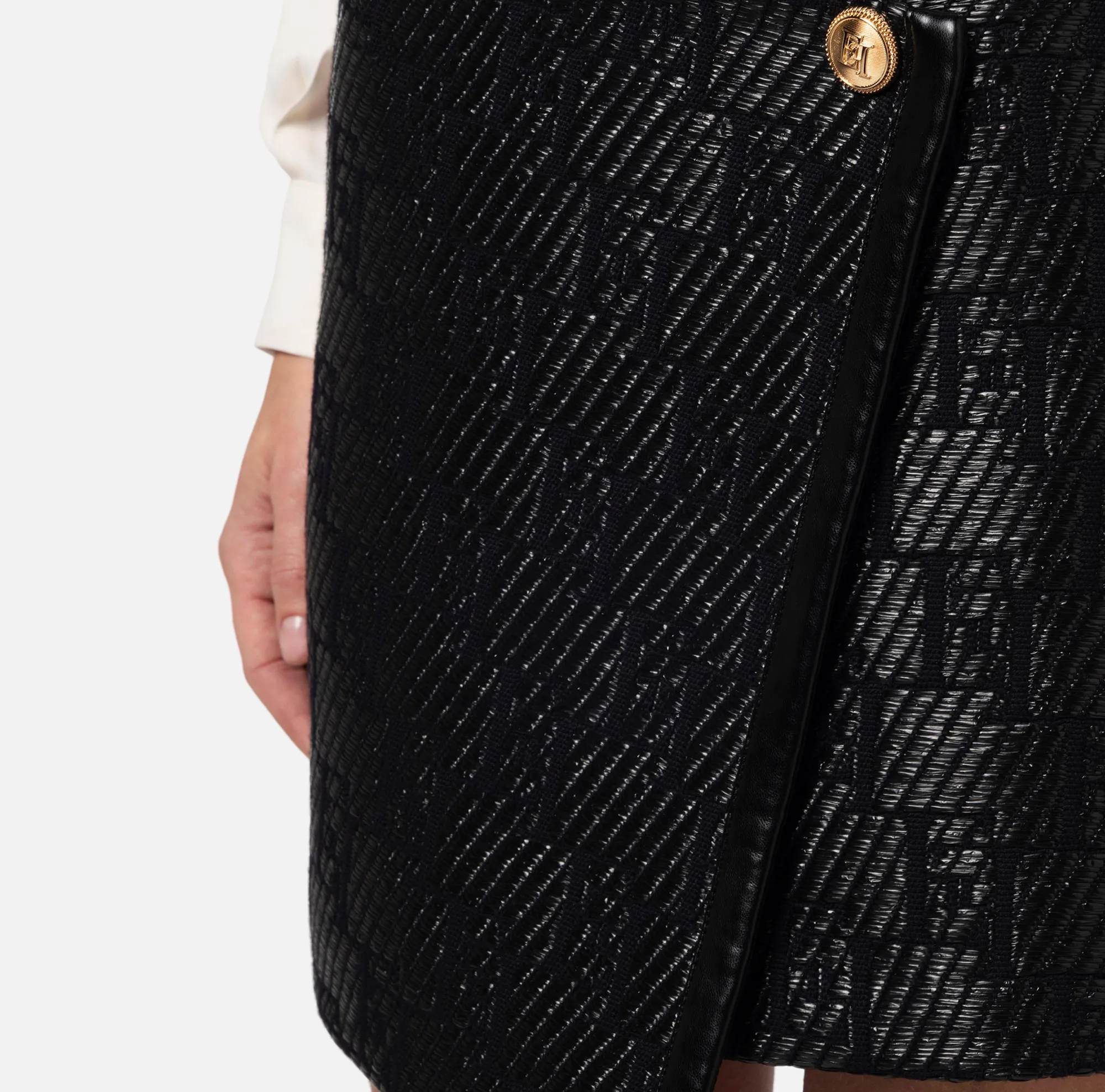 Elisabetta Franchi Minigonna In Rafia Jacquard Con Logo Lurex^ Gonne