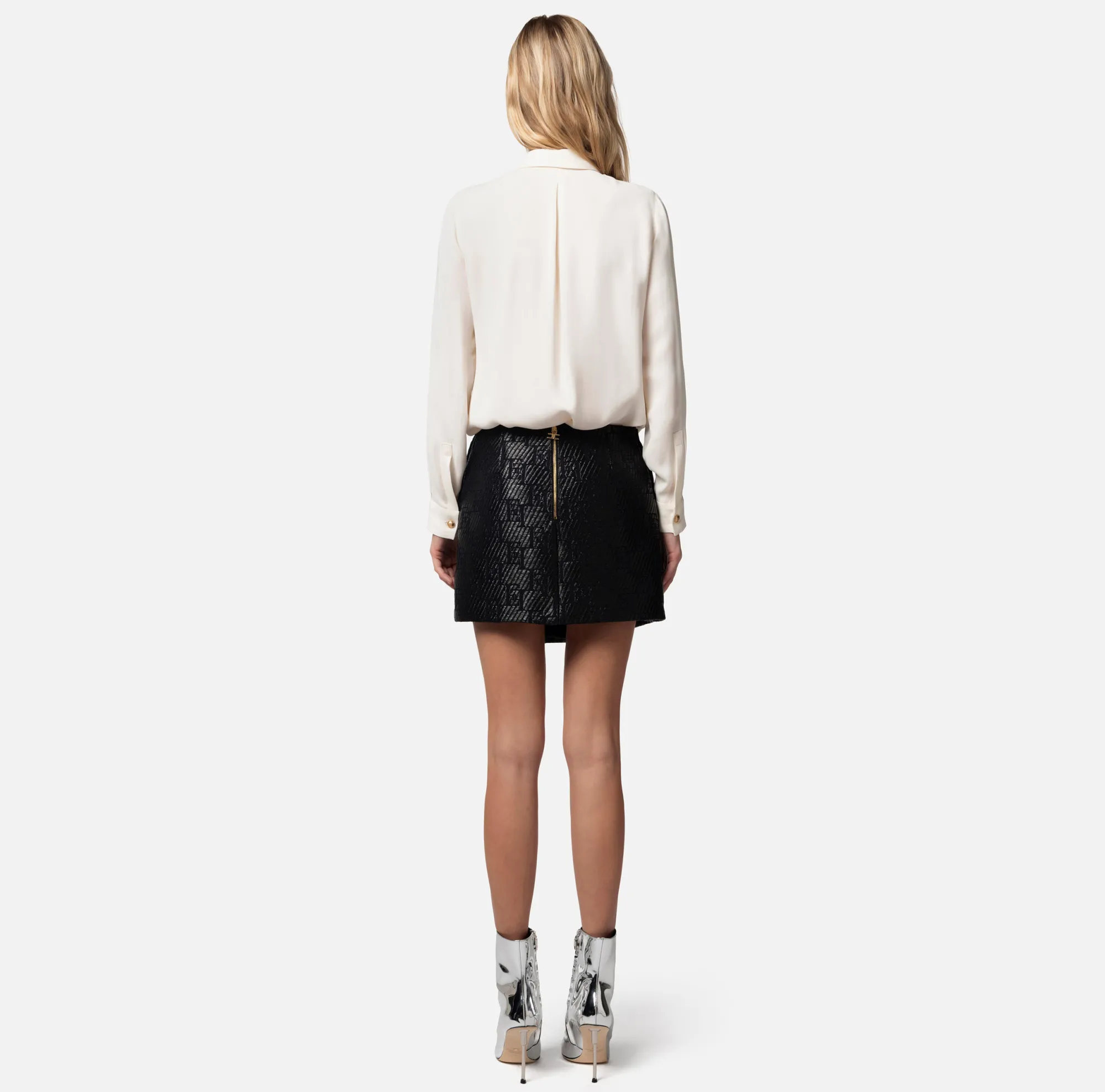 Elisabetta Franchi Minigonna In Rafia Jacquard Con Logo Lurex^ Gonne