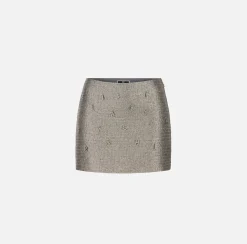 Elisabetta Franchi Minigonna In Tweed Lurex Con Lettering Di Strass^ Gonne