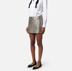 Elisabetta Franchi Minigonna In Tweed Lurex Con Lettering Di Strass^ Gonne