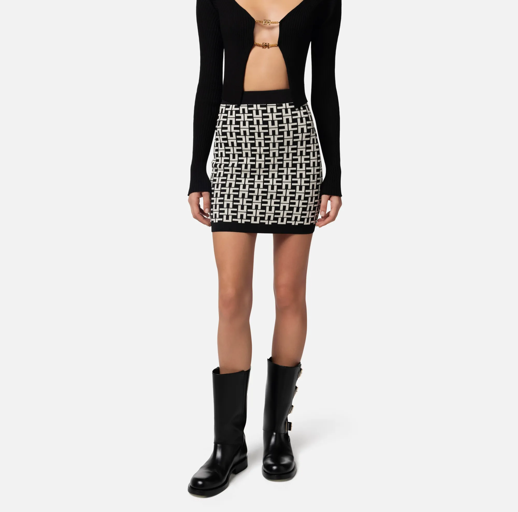 Elisabetta Franchi Minigonna In Viscosa Logo Jacquard^ Gonne