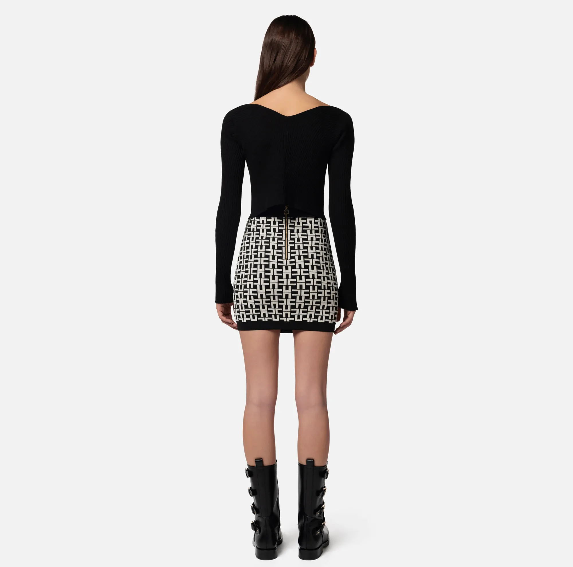 Elisabetta Franchi Minigonna In Viscosa Logo Jacquard^ Gonne