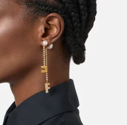 Elisabetta Franchi Orecchini Con Catena In Strass Crystal^ Mostra Tutti