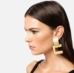 Elisabetta Franchi Orecchini Logo Con Incisione^ Mostra Tutti