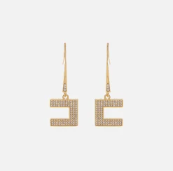Elisabetta Franchi Orecchini Logo Con Strass^ Mostra Tutti