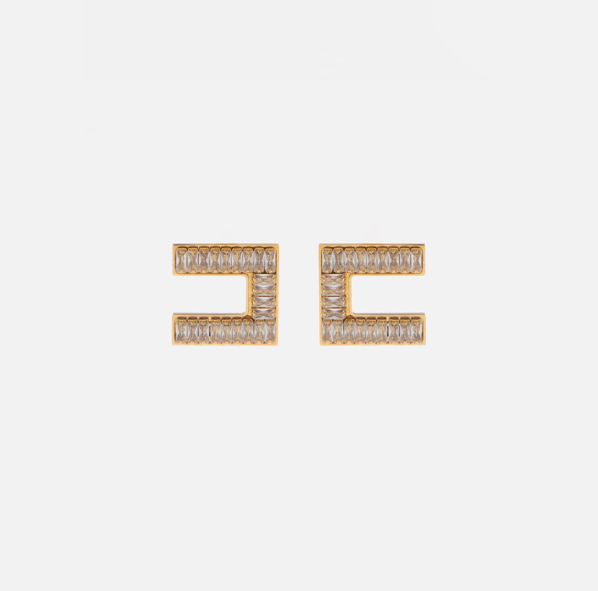 Elisabetta Franchi Orecchini Logo Con Strass Baguette^ Mostra Tutti