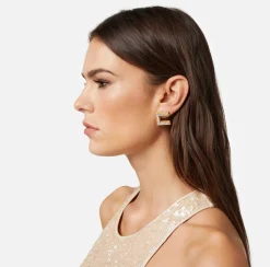 Elisabetta Franchi Orecchini Logo Con Strass Baguette^ Mostra Tutti