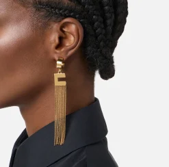 Elisabetta Franchi Orecchini Pendenti Con Logo^ Mostra Tutti