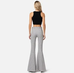 Elisabetta Franchi Pantalone A Zampa In Crepe Stretch Stampa Logo^ Pantaloni E Shorts