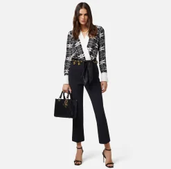 Elisabetta Franchi Pantalone A Zampetta In Crepe Stretch Con Cintura Foulard^ Pantaloni E Shorts