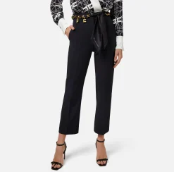 Elisabetta Franchi Pantalone A Zampetta In Crepe Stretch Con Cintura Foulard^ Pantaloni E Shorts