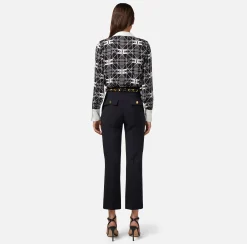 Elisabetta Franchi Pantalone A Zampetta In Crepe Stretch Con Cintura Foulard^ Pantaloni E Shorts
