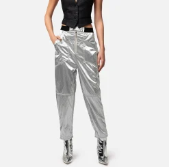 Elisabetta Franchi Pantalone Boyfriend In Viscosa Metallizzata^ Pantaloni E Shorts