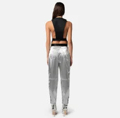 Elisabetta Franchi Pantalone Boyfriend In Viscosa Metallizzata^ Pantaloni E Shorts