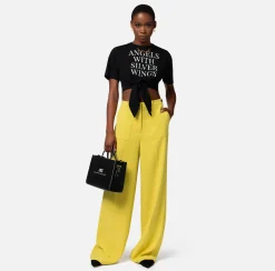 Elisabetta Franchi Pantalone Dritto In Crepe Con Etichetta Logo^ Tailleur