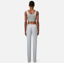 Elisabetta Franchi Pantalone Dritto In Crepe Leggero Con Spacchi^ Pantaloni E Shorts